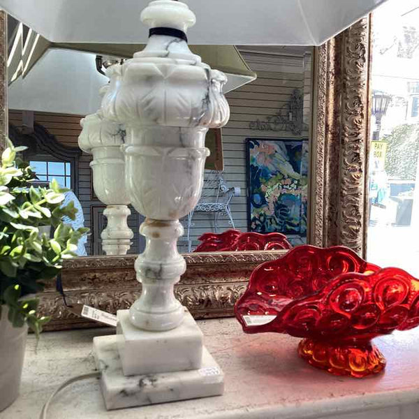 Alabaster Lamp With Green Shade