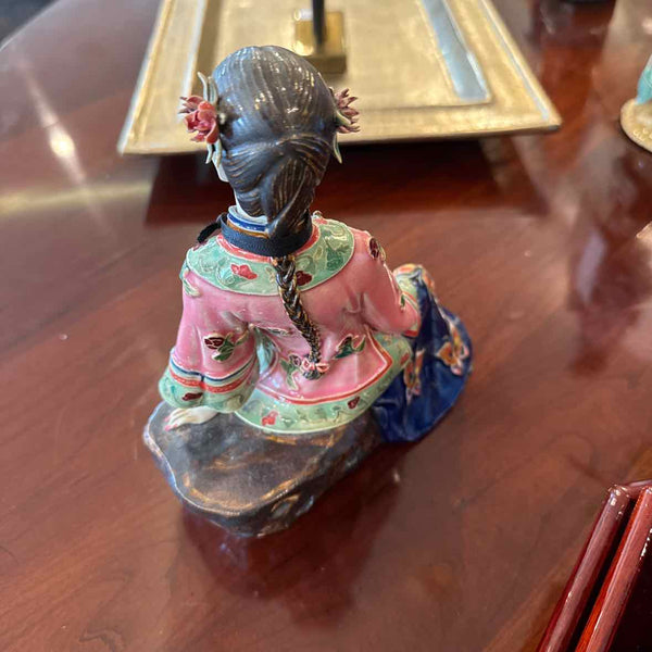 Female Asian With Fan Figurine