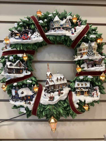 Thomas Kinkade "Christmas Village" Wreath