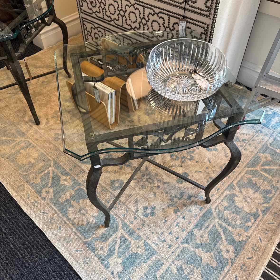 Iron And Glass Top Table