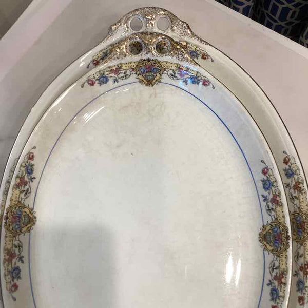 Pair of Canonsburg Clamont Oval Ivory Serving Trays