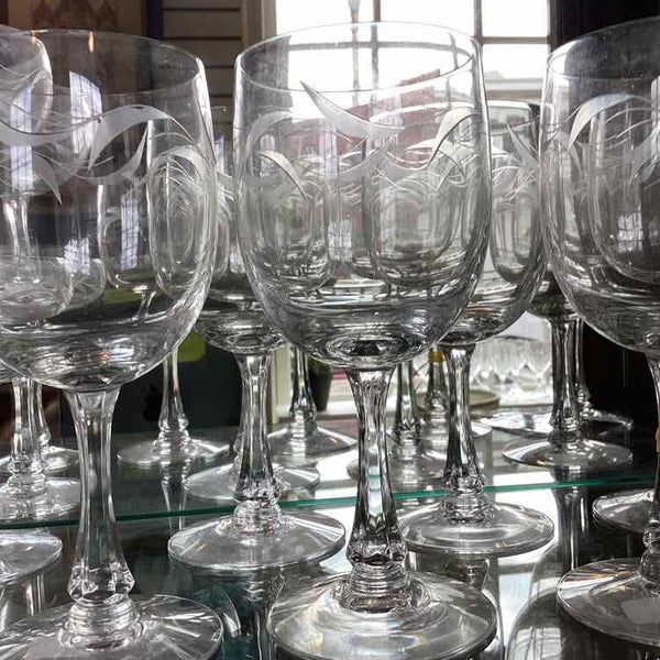 21 Assorted Etched Glasses