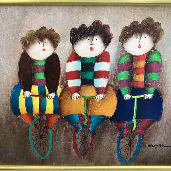 "Three Unicycles" Oil Painting
