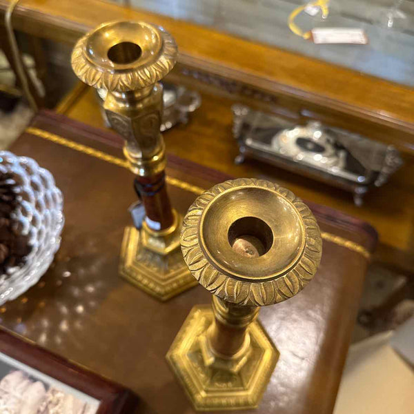 Pair Of Brass And Metal Candlesticks