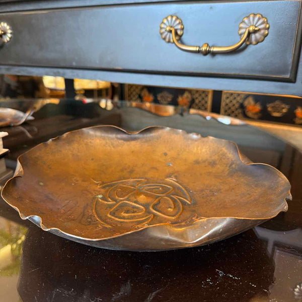 Antique Hammered Copper Dish