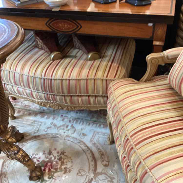 Sherrill Striped Chair & Ottoman with Rope Welt