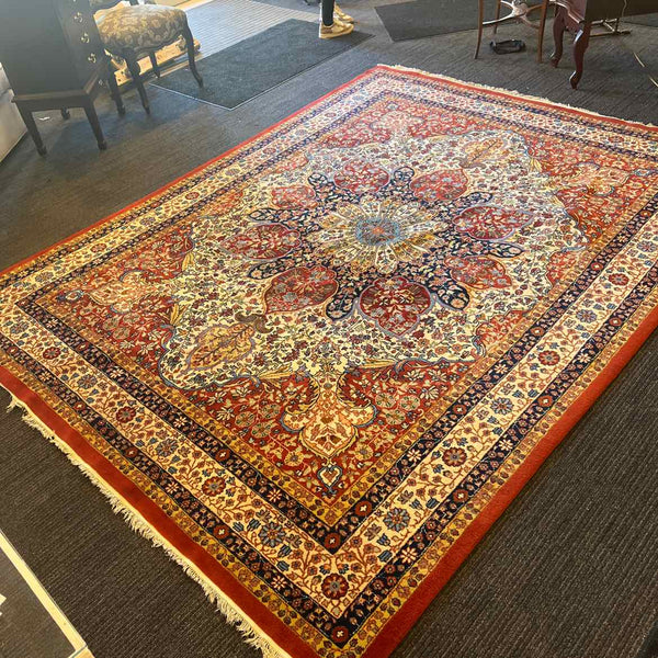 Red with  Navy and Gold Rug