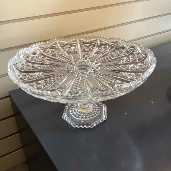 Vintage Clear Cut Crystal Cake Plate