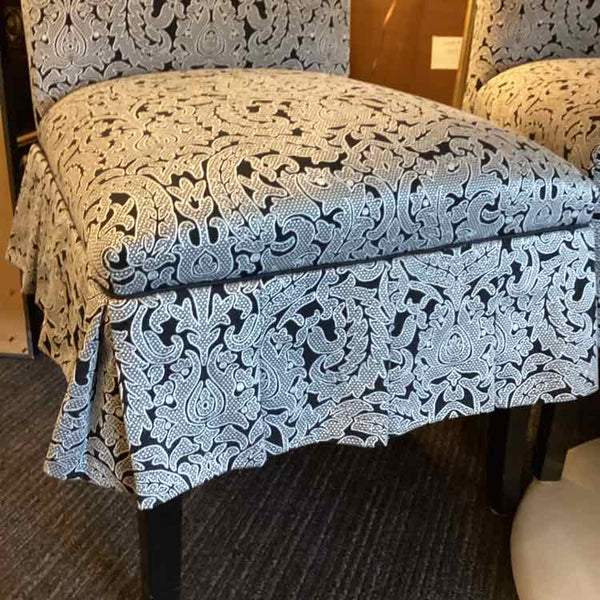 Pair Of Black And White Damask Chairs