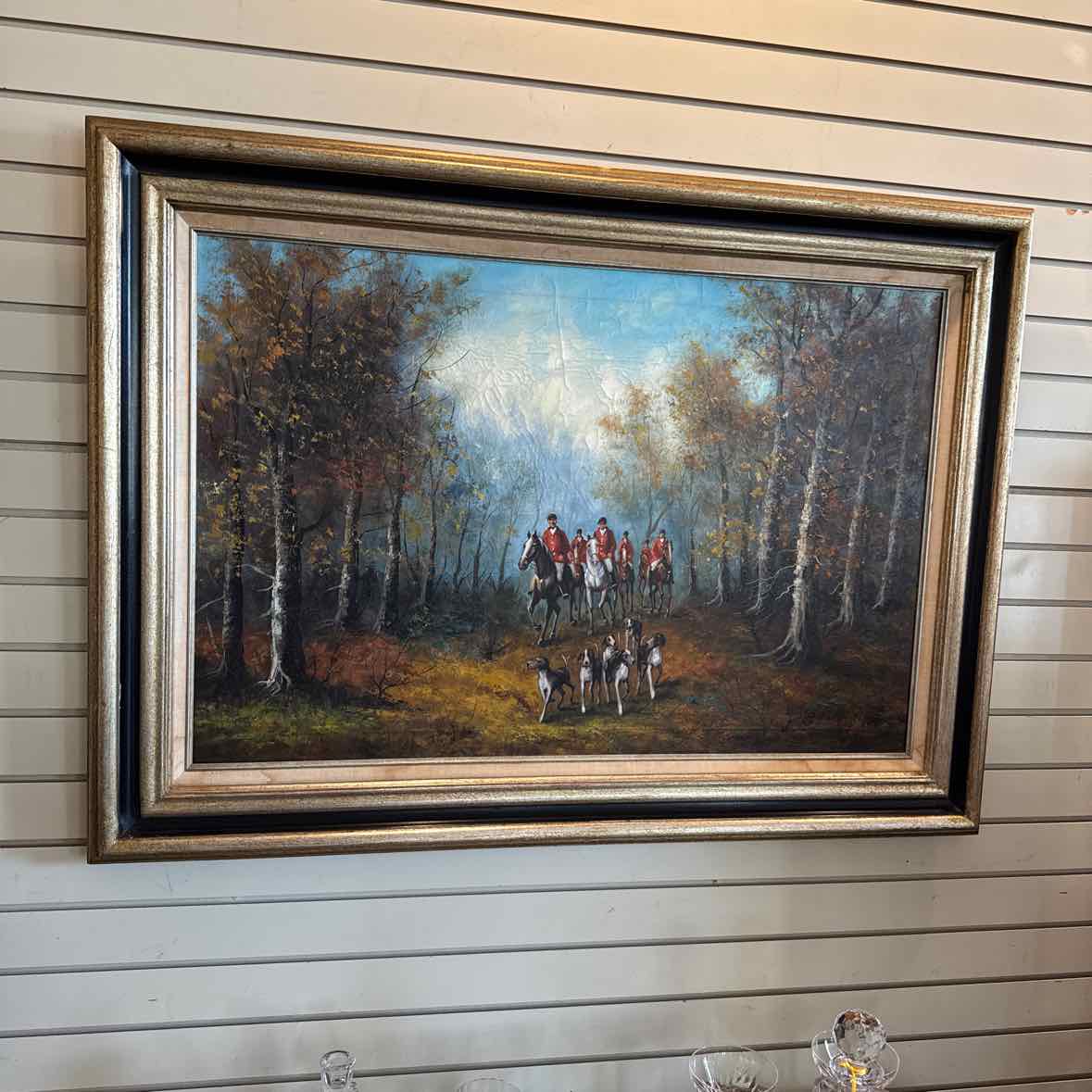 "English Hunting Scene Painting" - signed M. Falquette