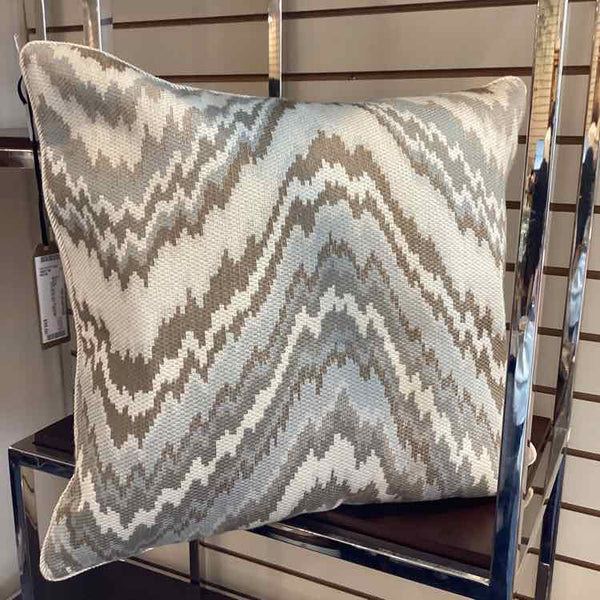 Grey, Tan And Beige Flamestitch Pillow