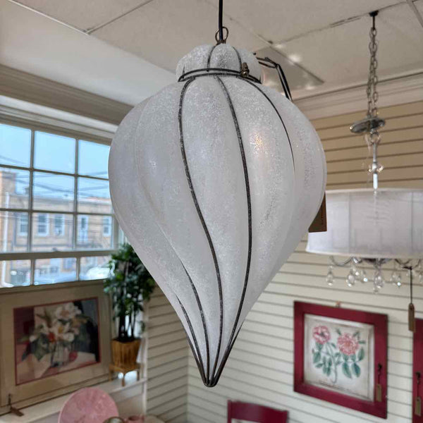 Frosted Murano Glass  Tear Drop Hanging Fixture