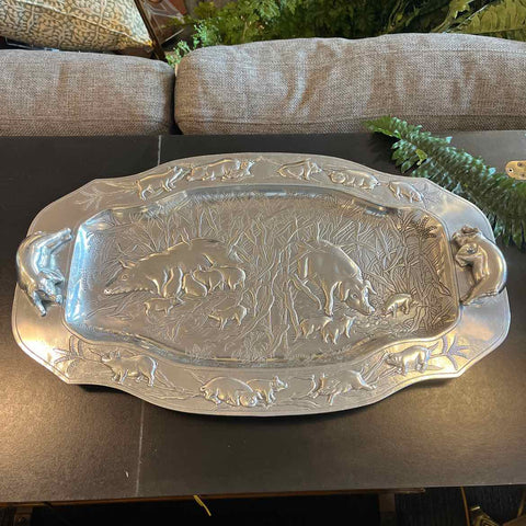 Arthur Court Platter With Pigs