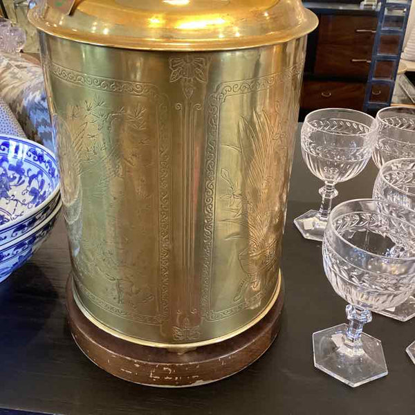 Pair Of Vintage Etched Brass Lamps