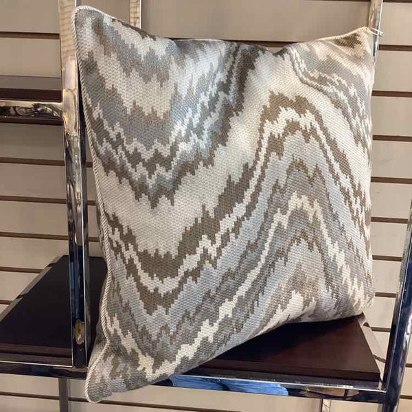Grey, Tan And Beige Flamestitch Pillow
