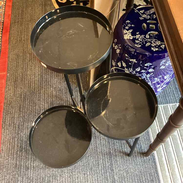 Three Tier Black Metal Plant Stand