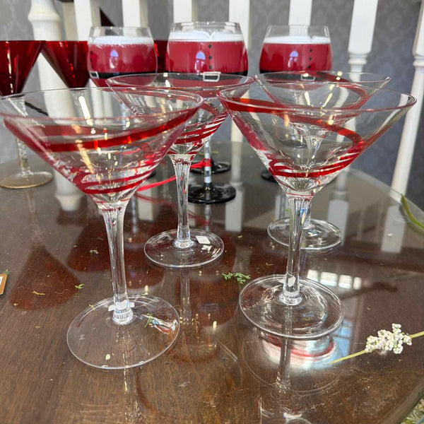 4 Martini/Sherbet Swirl Glasses
