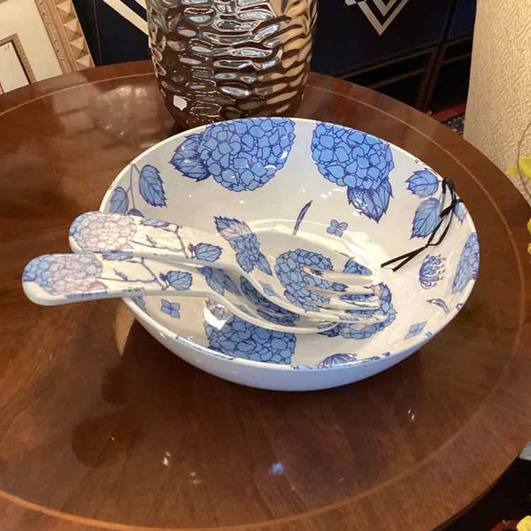 Blue Sur La Table Salad Bowl And Utensils