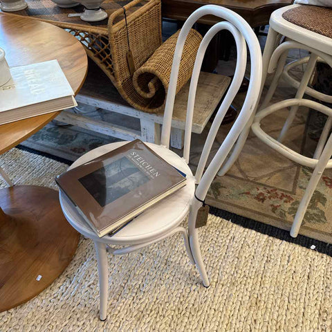 Pair Of White Metal Bistro Chairs