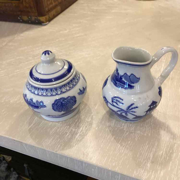Blue Vintage Cream & Sugar