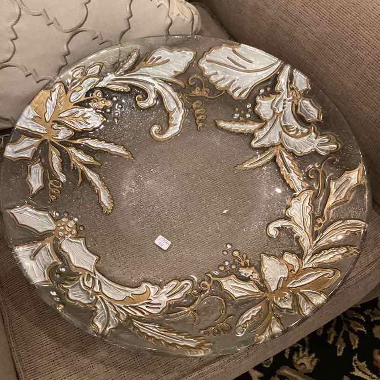 Glass Gold Silver Leaf Serving Tray