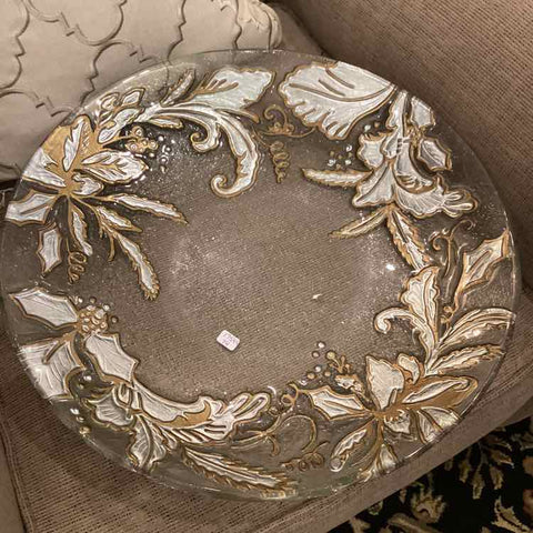 Glass Gold Silver Leaf Serving Tray