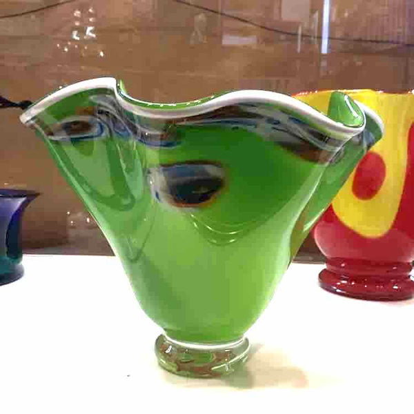 Mid Century Green And White Vase