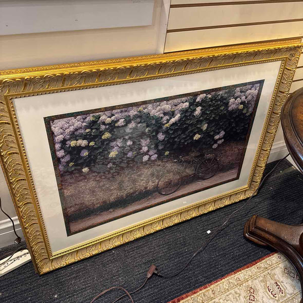 Print of Flowers w/Bike - Gold Frame