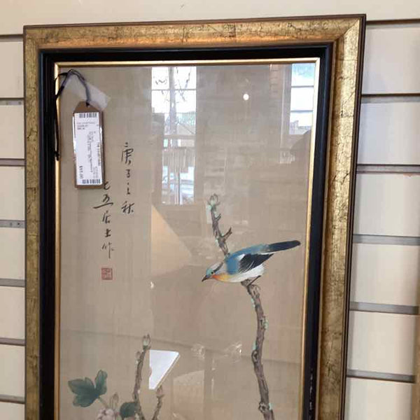 Framed Floral Painting on Silk