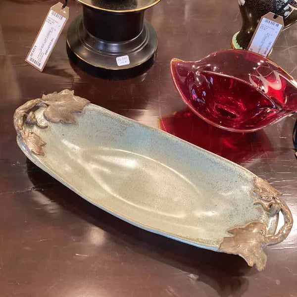 Ceramic Tray With Leaf Handles