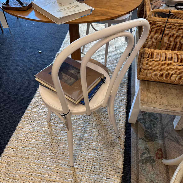 Pair Of White Metal Bistro Chairs