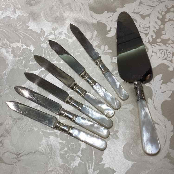 7 Piece Cake Server And Fruit Knives With Pearl Handles