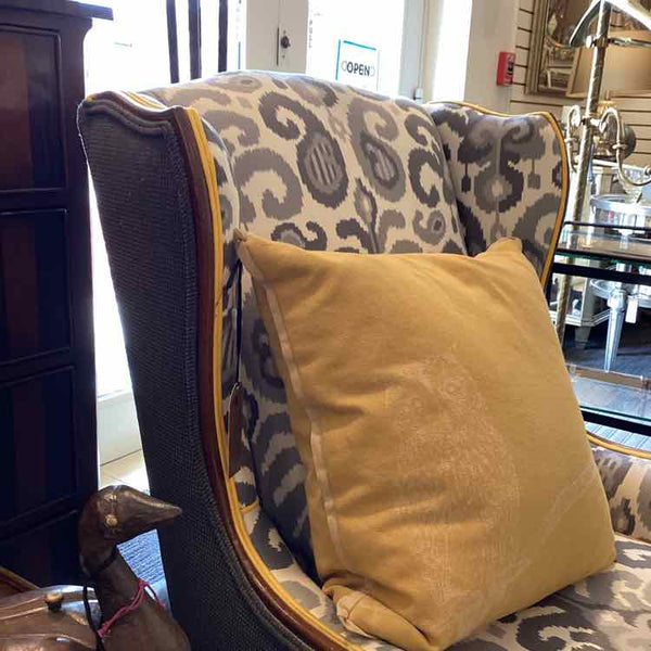 Ikat With Yellow Welt Wing Chair