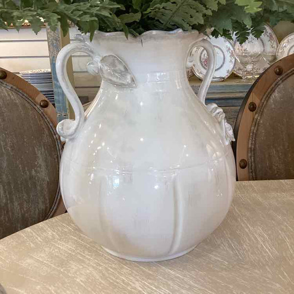 White Ceramic Vase with Handles