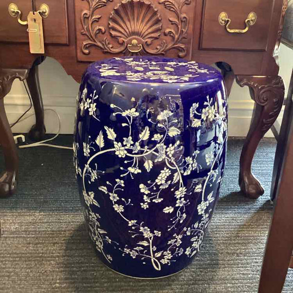 Blue Leaf and Petal Garden Stool