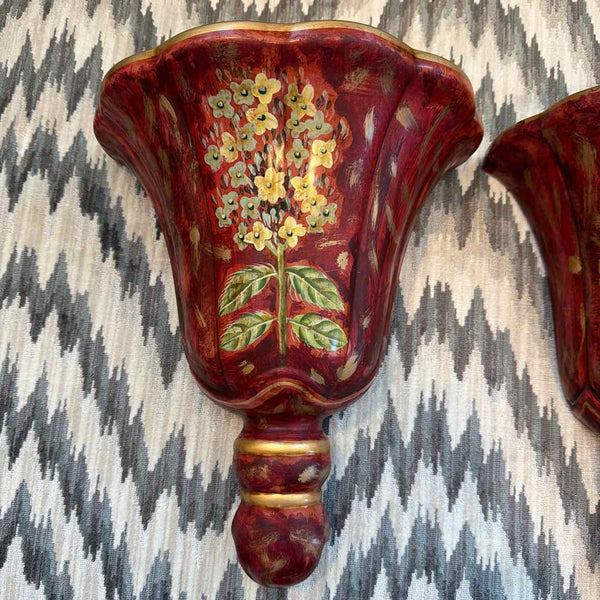 Pr. Red Ceramic Wall Pockets