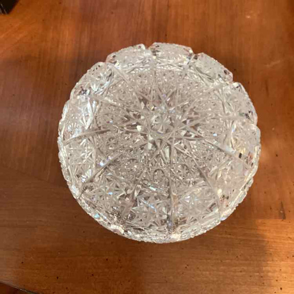 Handcut Crystal Round Trinket Dish with Lid