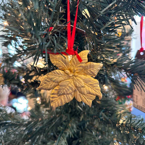 Gold Plated Poinsettia Ornament