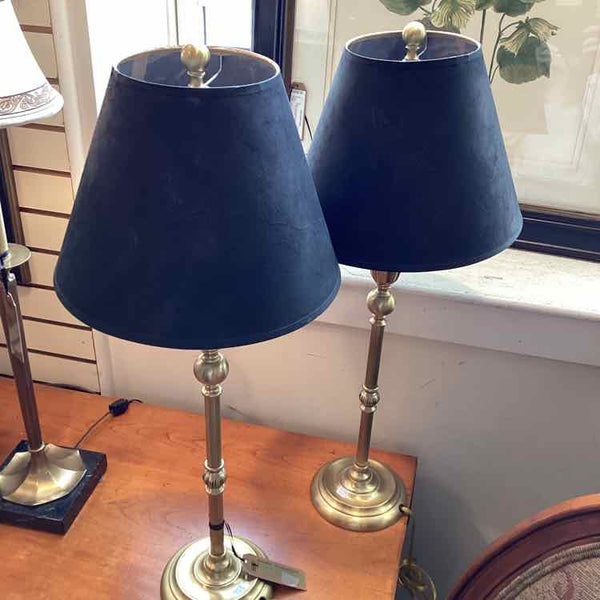 Pair Of Lamps On Brass Base