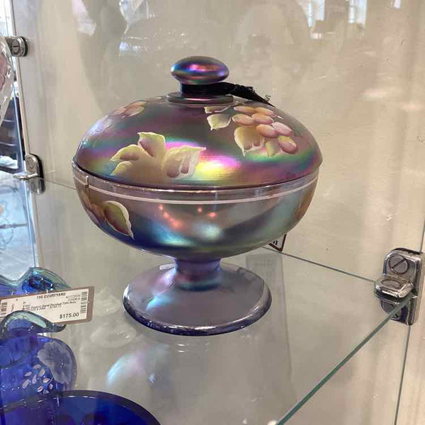 Fenton Covered Candy Jar with Grapes