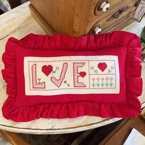 "Love" Embroidery Pillow