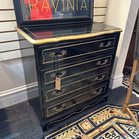Black And Gold Four Drawer Chest