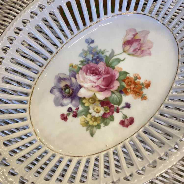 Oval Cut Latttice Porcelain Basket