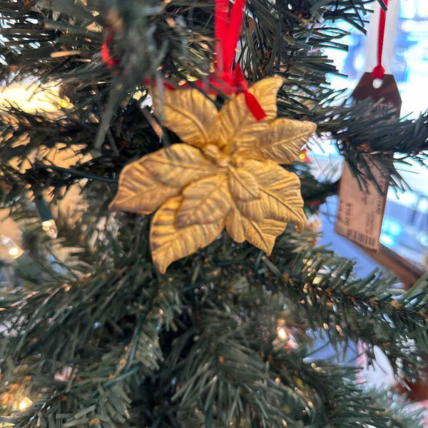 Gold Plated Poinsettia Ornament