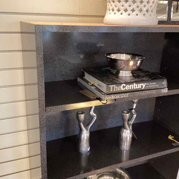 Gray Laminate Bookcase With Two Drawers