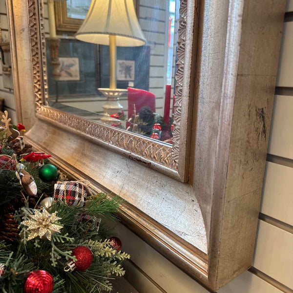 Beveled Mirror In Carved Frame