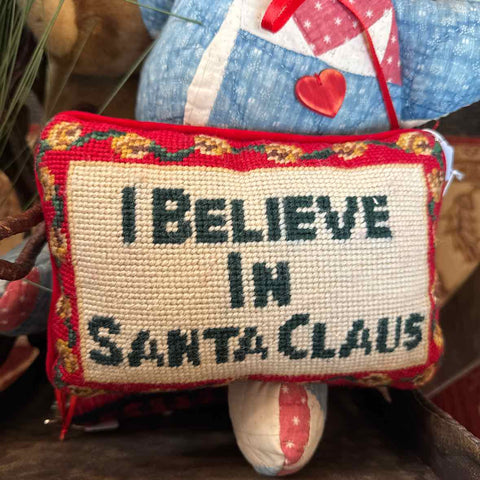 I Believe in Santa Claus Needlepoint Pillow