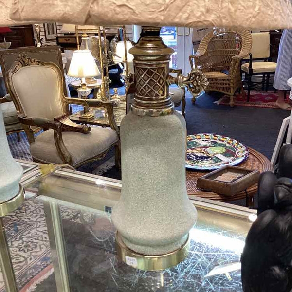 Pair Of Green And Gold Lamps