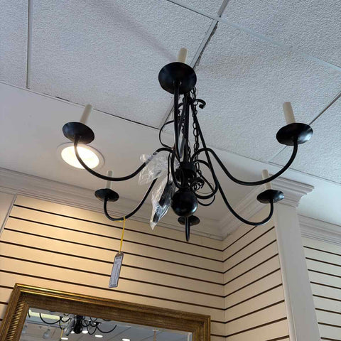 Six Light Black Metal Chandelier