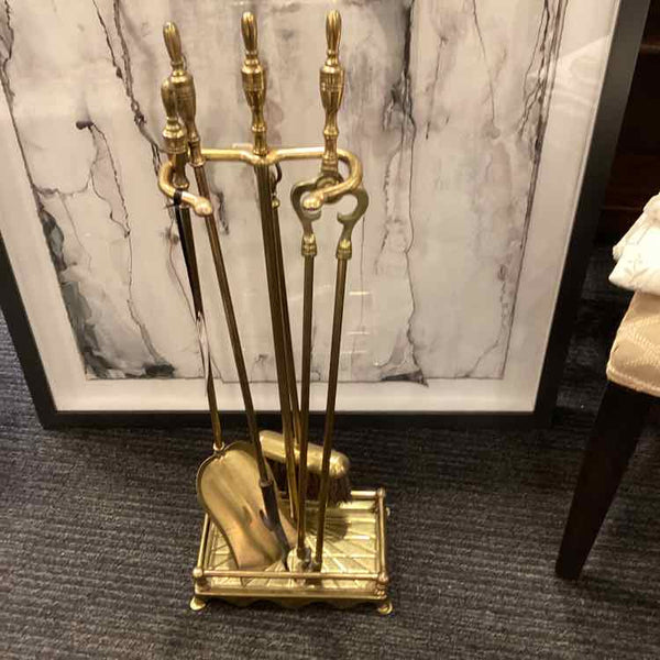 Brass Fireplace Tools - 5 Piece